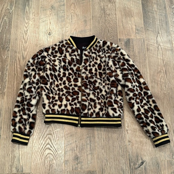 Flower’s By Zoe Girl’s Cheetah Print Fuzzy Jacket Size XL